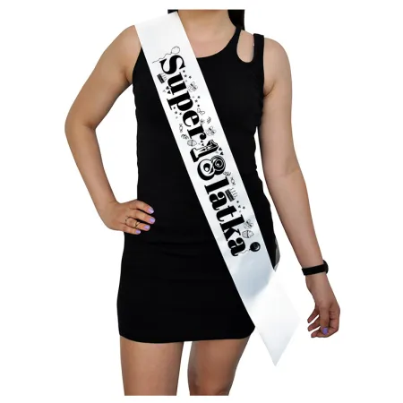 Szarfa BIAŁA Osiemnastka Super 18latka